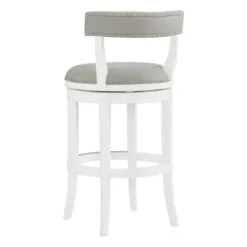 Bar Stools & Counter Height Stools-Kirkland's Home White And Faux Leather Swivel Bar Stool Gray