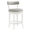 Bar Stools & Counter Height Stools-Kirkland's Home White And Faux Leather Swivel Counter Stool Gray