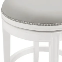 Bar Stools & Counter Height Stools-Kirkland's Home White And Faux Leather Swivel Counter Stool Gray