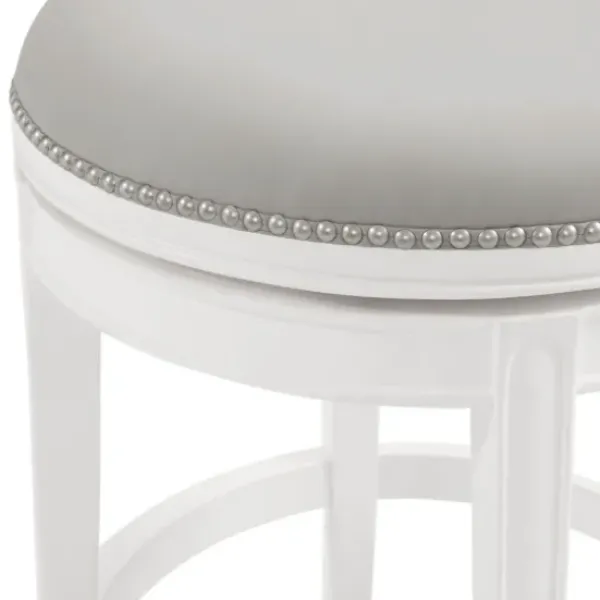 Bar Stools & Counter Height Stools-Kirkland's Home White And Faux Leather Swivel Counter Stool Gray