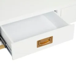 Office Furniture-Kirkland's Home White And Gold Metal Desk With Outlets White/Gold