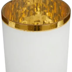 Candle Holders-Kirkland's Home White And Golden Goblet 3-Pc. Candle Holder Set White/Gold