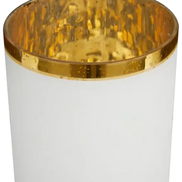 Candle Holders-Kirkland's Home White And Golden Goblet 3-Pc. Candle Holder Set White/Gold