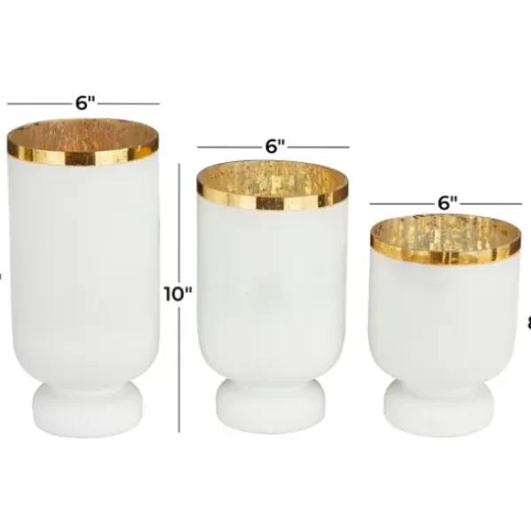 Candle Holders-Kirkland's Home White And Golden Goblet 3-Pc. Candle Holder Set White/Gold