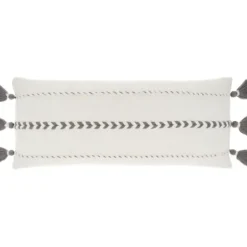 Pillows-Kirkland's Home White And Gray Braided Stripe Lumbar Pillow White/Gray