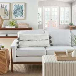 Pillows-Kirkland's Home White And Gray Braided Stripe Lumbar Pillow White/Gray