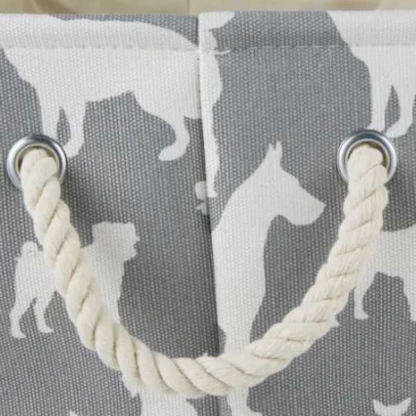 Baskets & Boxes-Kirkland's Home White And Gray Dotted Woven Baskets, Set Of 2 White/Gray