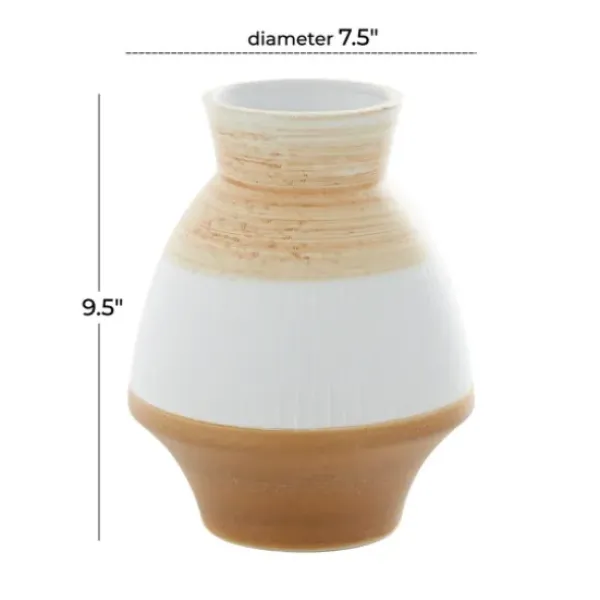 Vases-Kirkland's Home White And Gray Geometric Triangle Vase, 17 In. White/Gray