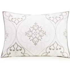 Quilts-Kirkland's Home White And Gray Pattern 3-Pc. King Quilt Set Gray/White
