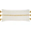 Pillows-Kirkland's Home White And Mustard Braided Stripe Lumbar Pillow White/Yellow