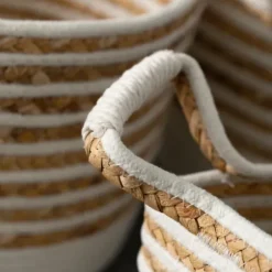 Baskets & Boxes-Kirkland's Home White And Natural Braided Woven Baskets, Set Of 3 White/Tan