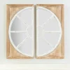 Decorative Mirrors-Kirkland's Home White And Natural Wood Wall Mirrors, Set Of 2