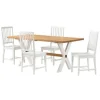 Dining Sets-Kirkland's Home White And Natural Wood X-Frame 5-Pc. Dining Set White/Tan