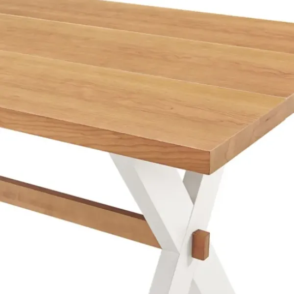 Dining Sets-Kirkland's Home White And Natural Wood X-Frame 5-Pc. Dining Set White/Tan