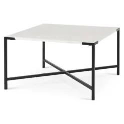 Coffee Tables-Kirkland's Home White And Onyx Marble Top Square Coffee Table