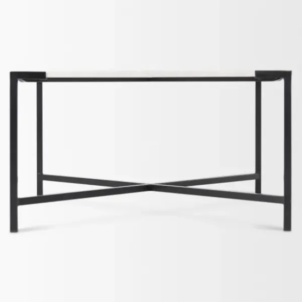 Coffee Tables-Kirkland's Home White And Onyx Marble Top Square Coffee Table