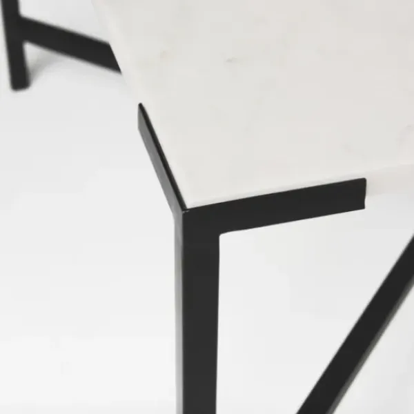 Coffee Tables-Kirkland's Home White And Onyx Marble Top Square Coffee Table