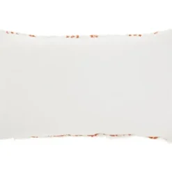 Pillows-Kirkland's Home White And Orange Tufted Geo Lumbar Pillow White/Orange