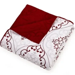 Quilts-Kirkland's Home White And Red Pattern 3-Pc. King Quilt Set Red/White