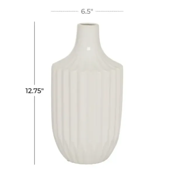 Vases-Kirkland's Home White And Rust Brown Ceramic Vase, 14 In. White/Brown