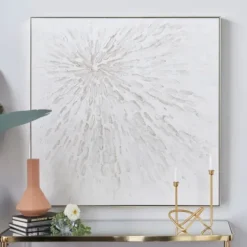Canvas Art-Kirkland's Home White And Silver Impasto Abstract Canvas Art Print White/Silver