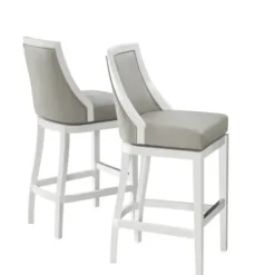 Bar Stools & Counter Height Stools-Kirkland's Home White And Swivel Bar Stools, Set Of 2 Gray