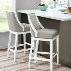 Bar Stools & Counter Height Stools-Kirkland's Home White And Swivel Bar Stools, Set Of 2 Gray