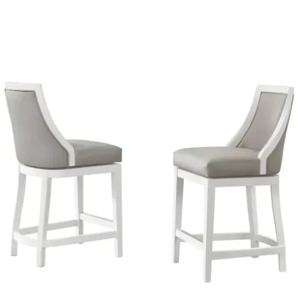Bar Stools & Counter Height Stools-Kirkland's Home White And Swivel Counter Stools, Set Of 2 Gray