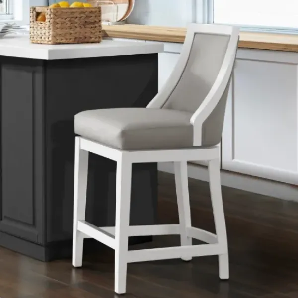 Bar Stools & Counter Height Stools-Kirkland's Home White And Swivel Counter Stool Gray