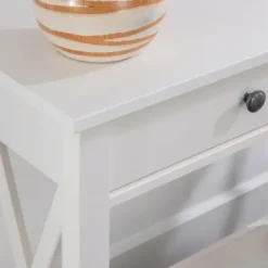 Entryway Furniture-Kirkland's Home White Antique Pine X Console Table