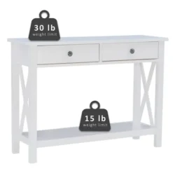 Entryway Furniture-Kirkland's Home White Antique Pine X Console Table