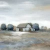 Canvas Art-Kirkland's Home White Barn In Pasture Framed Canvas Art Print Gray