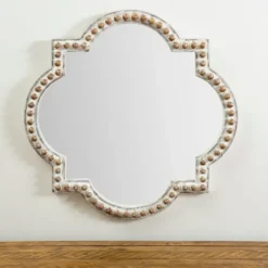 Decorative Mirrors-Kirkland's Home White Beaded Quatrefoil Wall Mirror