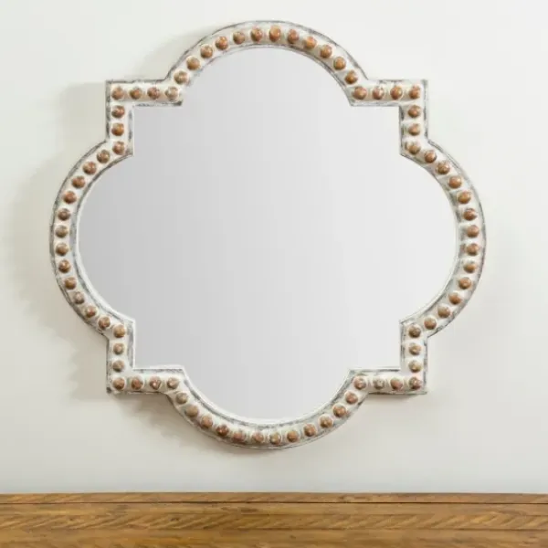 Decorative Mirrors-Kirkland's Home White Beaded Quatrefoil Wall Mirror