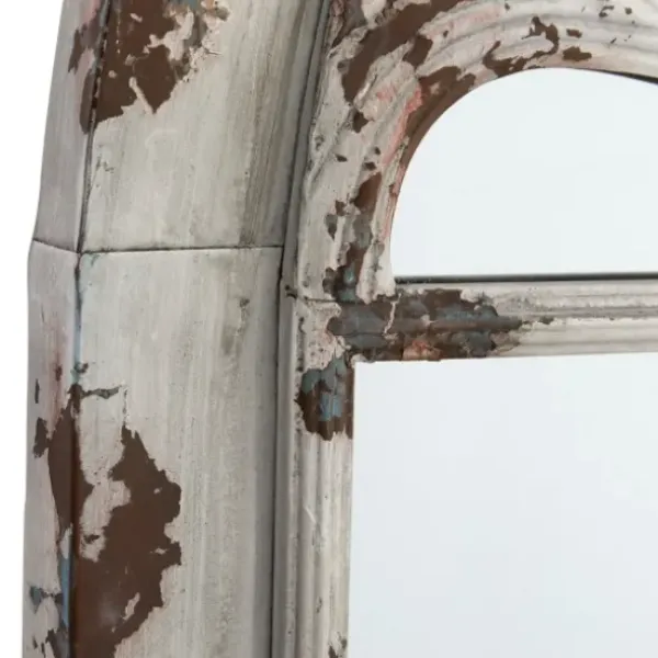 Decorative Mirrors-Kirkland's Home White Brown Rustic Window Iron Frame Wall Mirror