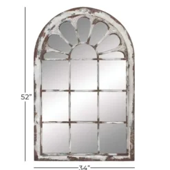 Decorative Mirrors-Kirkland's Home White Brown Rustic Window Iron Frame Wall Mirror