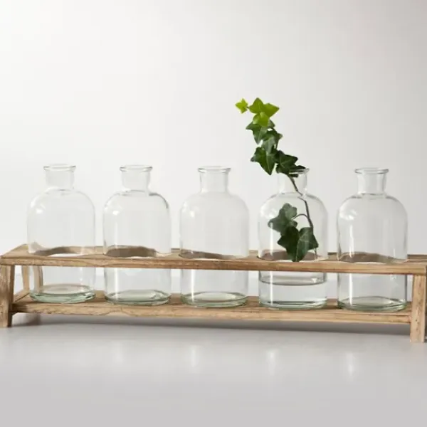 Vases-Kirkland's Home White Ceramic Botanical Print Vases, Set Of 3 White/Black