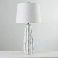 Table Lamps-Kirkland's Home White Ceramic Waves Table Lamp Ivory