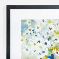 Framed Art-Kirkland's Home White Daisies In Blue Vase Framed Art Print White/Blue