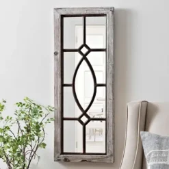 Decorative Mirrors-Kirkland's Home White Distressed Panel Wall Mirror