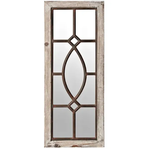 Decorative Mirrors-Kirkland's Home White Distressed Panel Wall Mirror