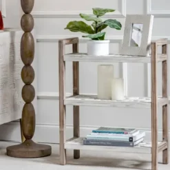 Bookshelves-Kirkland's Home White Distressed Wood Bookshelf