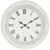 Clocks-Kirkland's Home White Distressed Wood Round Beaded Wall Clock