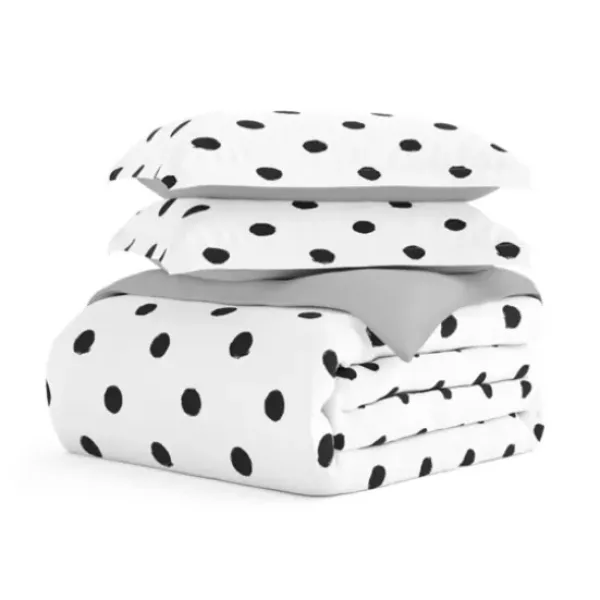 Duvets-Kirkland's Home White Dotted Reversible 2-Pc. Twin Duvet Cover Set White/Gray