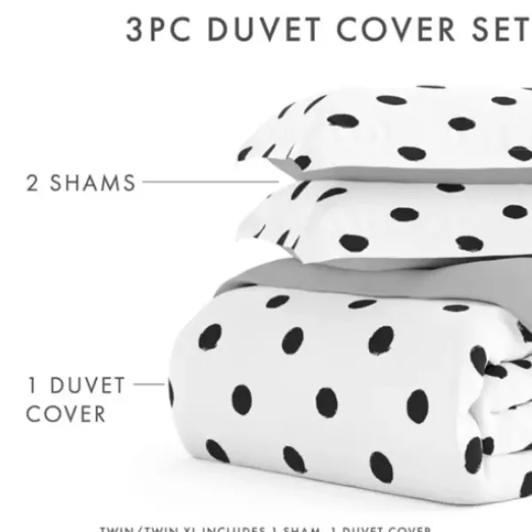 Duvets-Kirkland's Home White Dotted Reversible 2-Pc. Twin Duvet Cover Set White/Gray