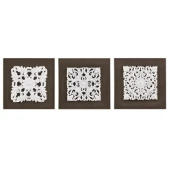 Wall Plaques-Kirkland's Home White Embellished Trinity Wall Plaques, Set Of 3 Brown/White