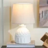 Table Lamps-Kirkland's Home White Embossed Flowers Table Lamp Ivory