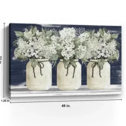Canvas Art-Kirkland's Home White Floral Trio Giclee Canvas Art Print White/Green/Blue