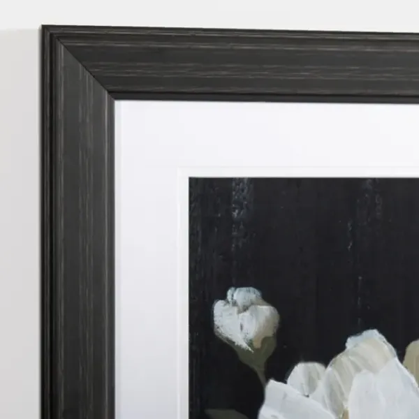 Framed Art-Kirkland's Home White Flower On Black I Framed Art Print White/Black