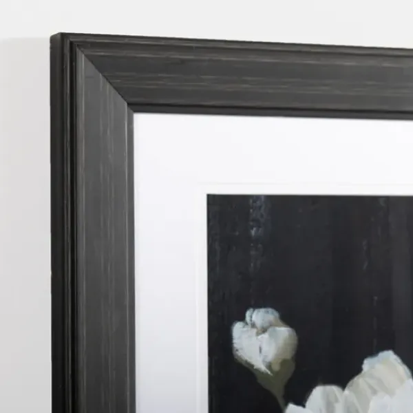 Framed Art-Kirkland's Home White Flower On Black I Framed Art Print White/Black